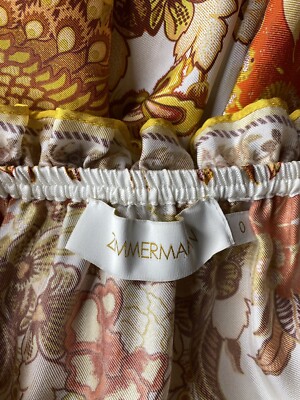 Zimmermann Brightside Placement Asymmetric Printed Silk-twill Pull