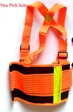 REFLECTIVE SAFETY ORANGE WORK LIFT BACK BRACE LIFTING SUPPORT WEIGHT BELT BRIGHT