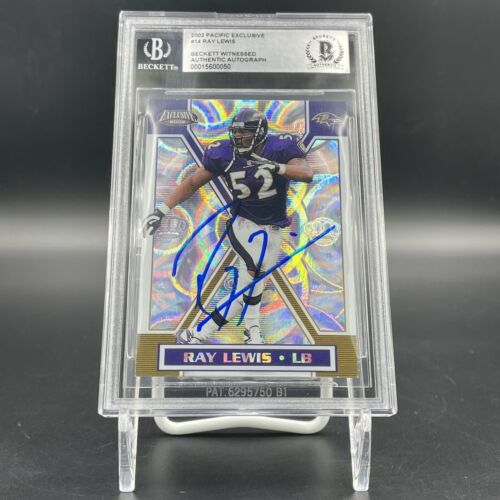 Ray Lewis Signed Autographed 2002 Pacific Exclusive #14 Trading Card Beckett BAS - Picture 1 of 2