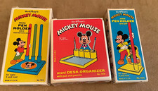 WDP Vintage Walt Disney Mickey Mouse Desk Organizer Pen holder Lot 7030 set New