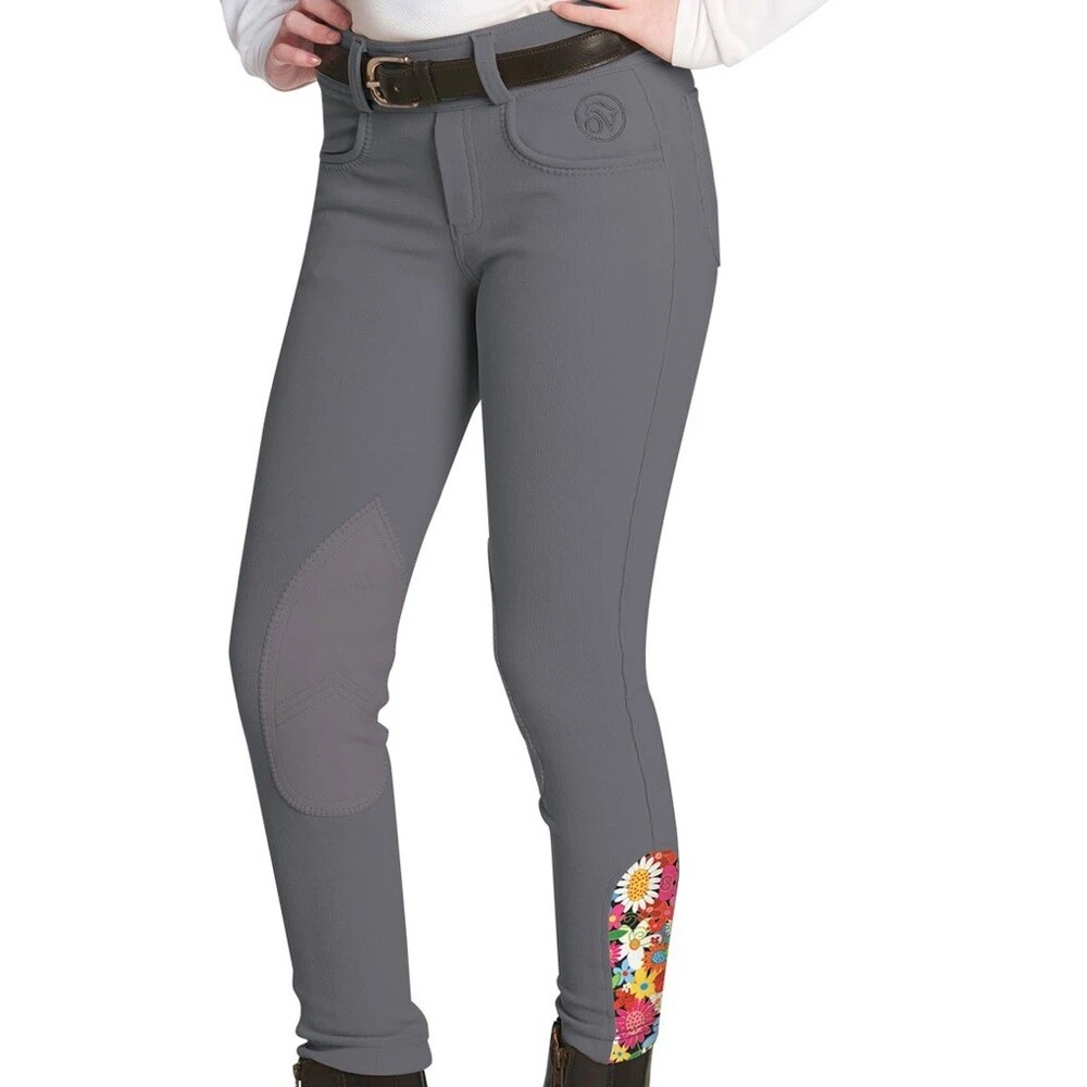 Ovation Endura Girls Knee Patch Floral Riding Jodphurs Tights Size