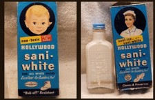 VINTAGE HOLLYWOOD SANI-WHITE SHOE CLEANER EMBOSSED w ORIGINAL BOX W NURSE  BABY