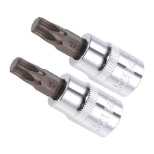 2PCS Torx Bit Socket Metric T45 Bit 3/8" Drive 1.5" Long S2 Steel CR-V Socket