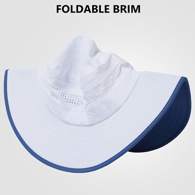 UPF 50+ Foldable Birm Water-Resistant Sun Bucket Hat with Laser Perforated Me...