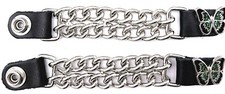 2 GREEN BUTTERFLY WOMEN'S DOUBLE CHAIN MOTORCYCLE BIKER VEST EXTENDERS USA MADE