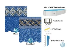 SmartLine 15 x 24 x 52" Oval Liner Fits Esther Williams / Johnny Weismuller Pool