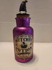 Halloween Party Magic Witch Potion Glass Bottle Purple Witch Hat