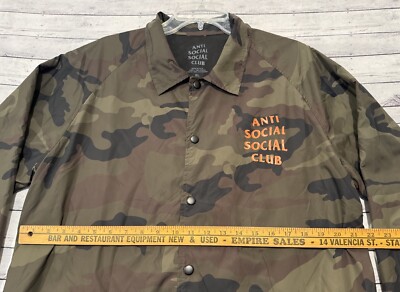 ANTI SOCIAL SOCIAL CLUB 2017 Camo Coach Jacket Sz XL Snap Button