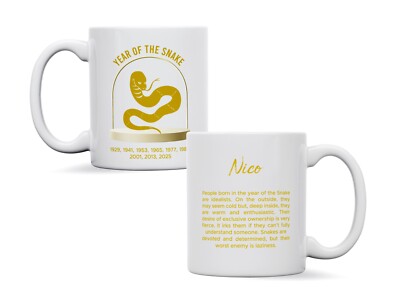Personalisierte chinesische Sternzeichen Jahr der Schlange Tasse, individuell, Horoskop Geschenkidee