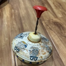 Vintage Ohio Art Spinning Top Metal Tin Toy Circus Animals Train
