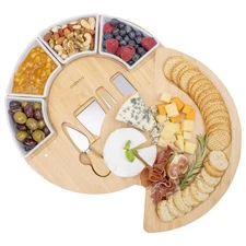 Charcuterie Board Set and Cheese Serving Platter - Made from Bamboo Wood - US...