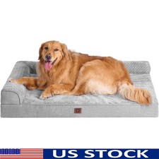 Orthopedic L-Shaped Dog Bed Memory Foam Waterproof Removable Cover Non Skid New
