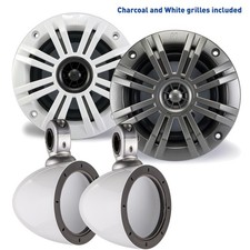 Kicker 4" KM Series Marine Bundle 41KM44CW with White Wake Tower Enclosure