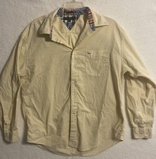 Tommy Hilfiger Shirt Yellow White Stripe Men's Long Sleeve 100 COTTON Size: XL