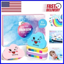 4 XL Rainbow Bath Bombs - Natural Safe for Kids, Perfect Stocking Stuffers