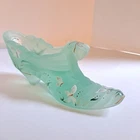 Fenton 95th Anniversary Art Glass Shoe Green Painted Butterflies Slipper