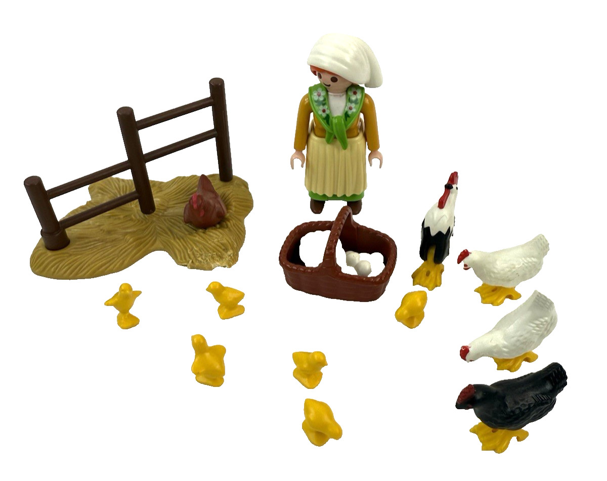 Playmobil 3076 Chickens Hens Rooster Farm Girl  Complete Pla