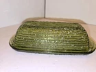 Vtg Anchor Hocking Soreno avocado green covered butter dish ((Read))