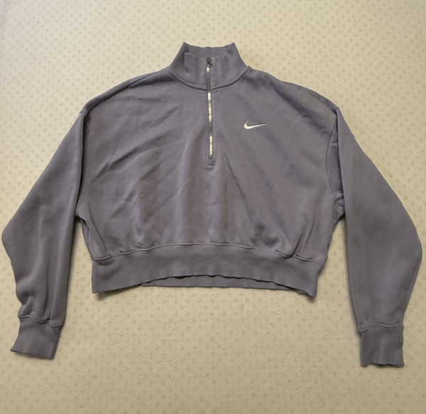 Nike Sweatshirt Phoenix Fleece Zip Crop Long Sleeve Size L Purple Womens