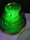Set Uranium Victory Green Diamond Glass Co. Art Deco Pattern Lot READ
