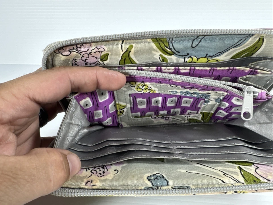 Vera Bradley Watercolor Gray Zippered Bi-fold Wallet - Image 3 of 4
