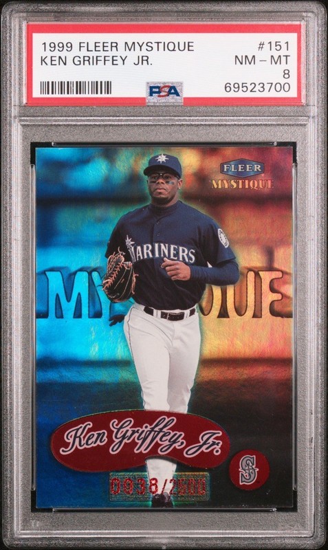 1999 FLEER MYSTIQUE KEN GRIFFEY JR. #151 RED FOIL 38/2500 PSA 8 MARINERS