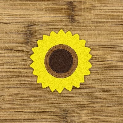 Sunflower Embroidered Iron-On Patch 2.25in Cute Floral Applique for Clothing