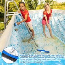 7 Pcs Pool Tile Cleaning Kits Includes Pool Brush with Pole Stainless Steel Rust