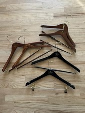 Tom James Polo Ralph Lauren Wooden Suit Hangers Lot 6 Trouser Clips Gold Hook