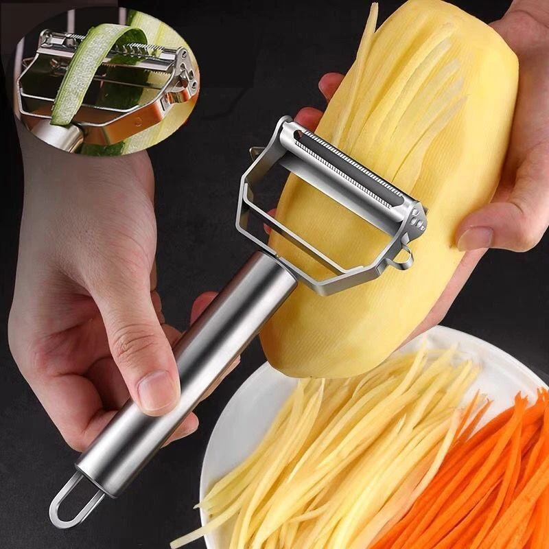 Stainless Steel Double-Head Vegetable Peeler Multi-Function Fruit Melon Slicer