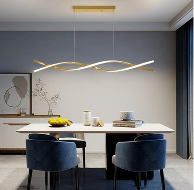 Mikeru Moderne LED-Pendelleuchte 100cm, LED Wave Hängeleuchte Esstisch