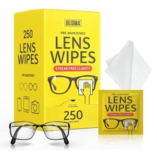 Pre-Moistened Lens Wipes 250 Individually Wrapped Wipes Streak-Free, Scra...