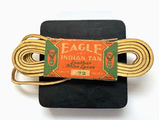 Vintage Eagle Indian Tan Leather Shoe Laces 72 inch Length Great Graphics on pkg
