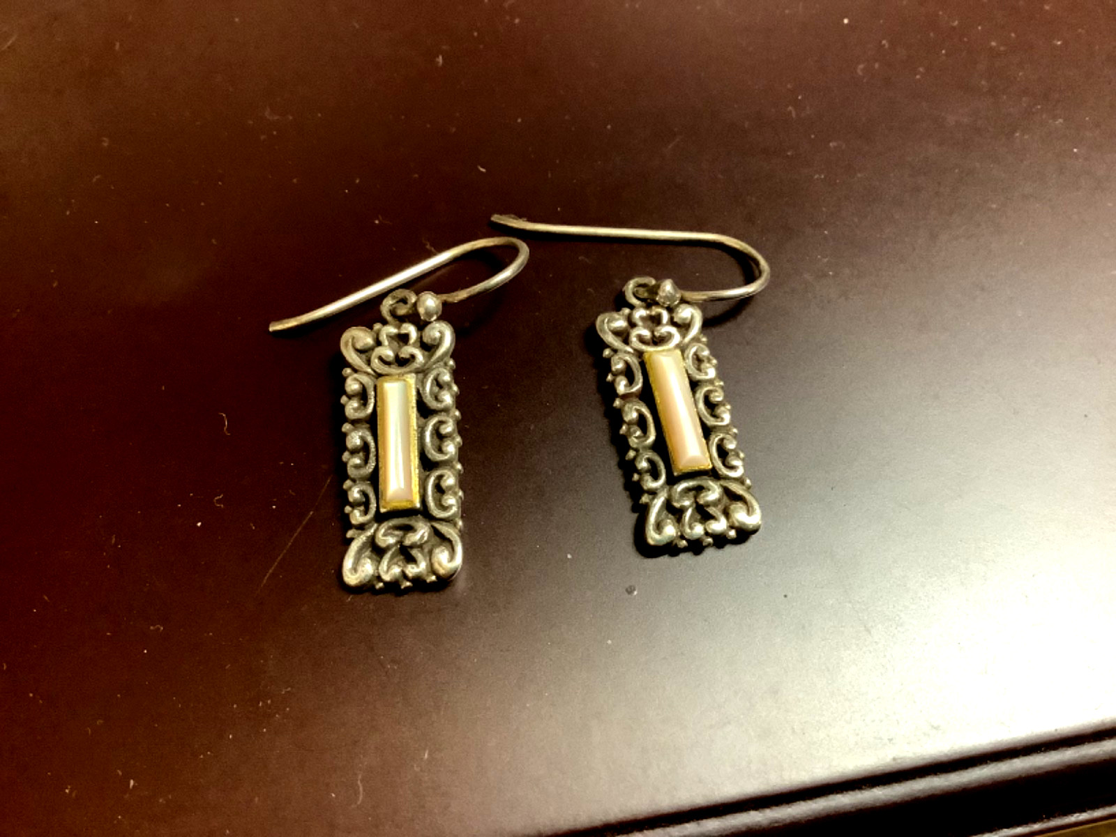 Signed Barse Sterling Silver Rectangular Drop Ear… - image 1