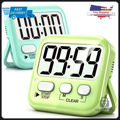 2 Pack Antonki Digital Kitchen Timers - Magnetic Countdown Clock for Cooking