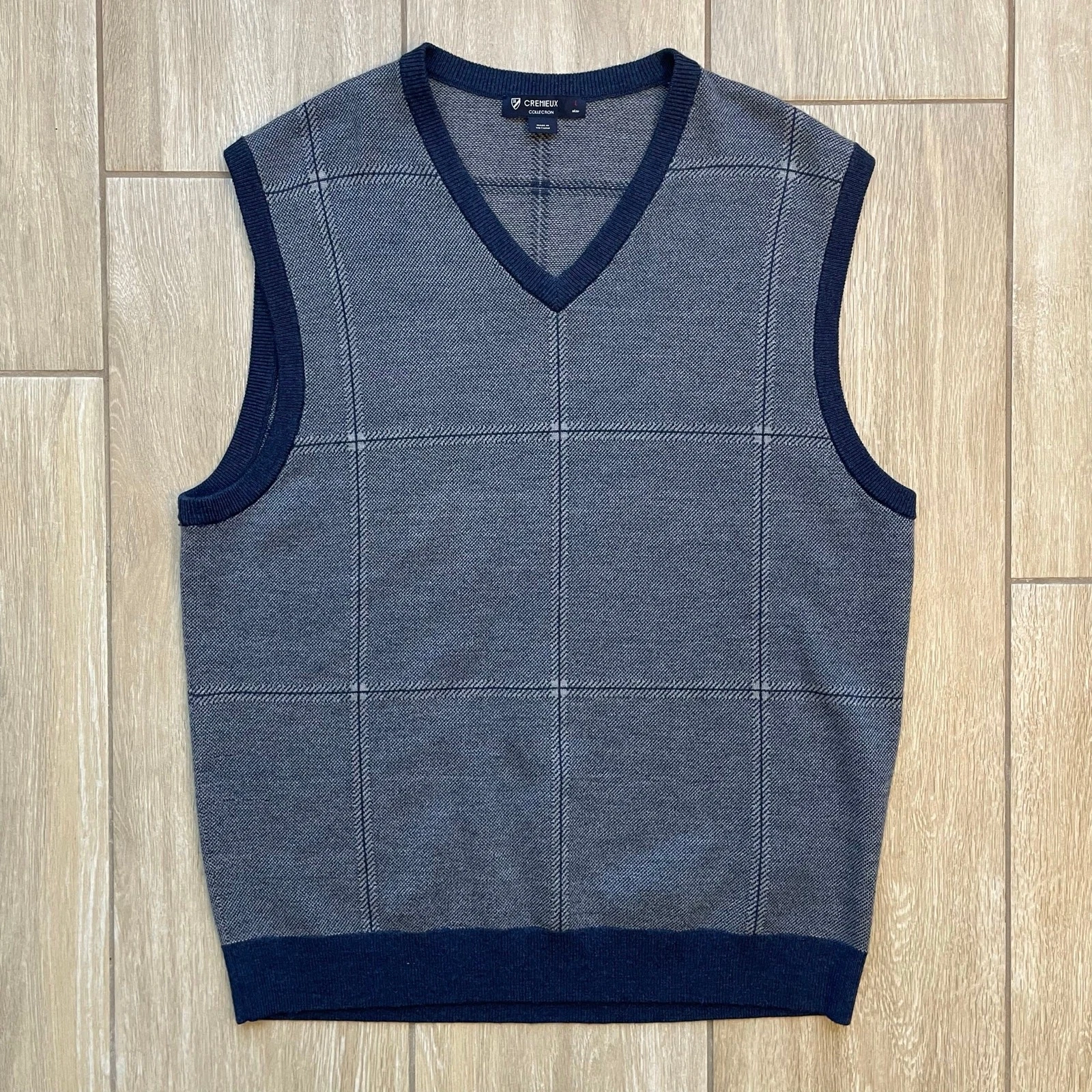 Cremieux 100% Merino Wool Sweater Vest Mens Large V Neck Preppy Golf