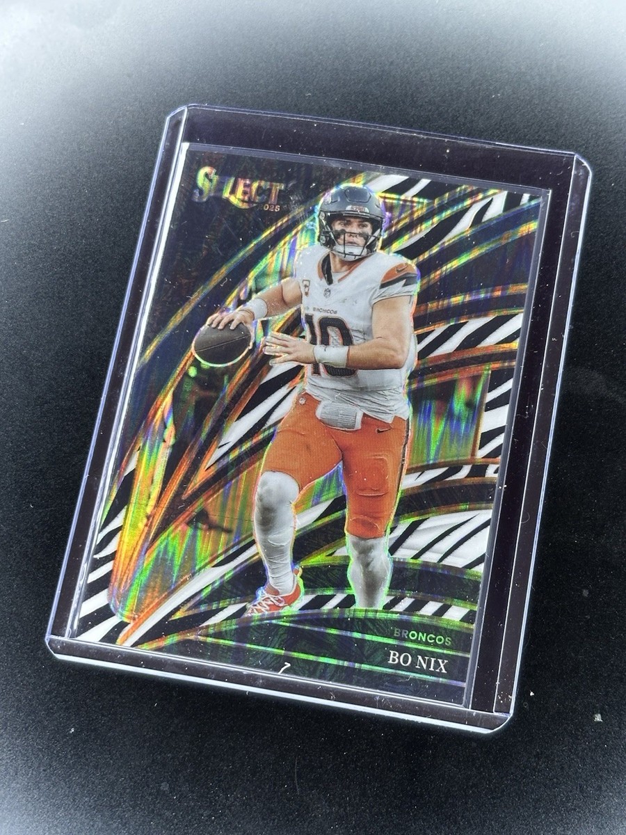 2025 Select Bo Nix Zebra Prizm Shock Club Level #211 Broncos | eBay