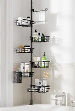 Shower Caddy Tension Pole Organizer Rustproof 6-Shelf Corner Rack Black