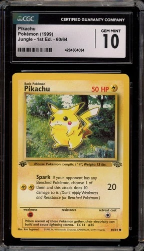 Pokemon Pikachu Jungle 1st Edition #60 CGC 10 Gem Mint