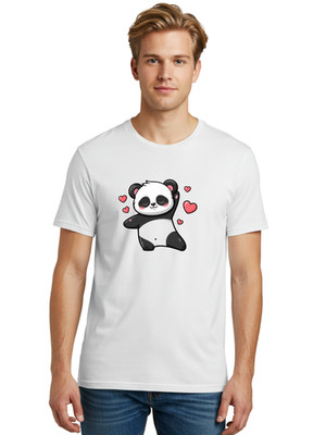 Cute-Panda-4 Mens Graphic Tee, 100% Cotton, Casual Summer Wear