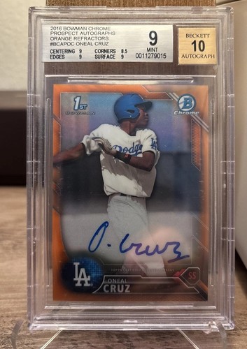 Oneal Cruz [Orange Refractor] #BCAP-OC 2016 Bowman Chrome Prospect Autograph card