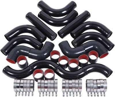 SUNROAD 2.5'' 2.5inch Aluminum Turbo Intercooler Tubing Tube Tube Black & Silico