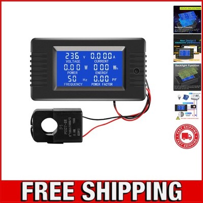 Multi-Functional LCD Digital Power Monitor - AC Current & Voltage Meter 100A