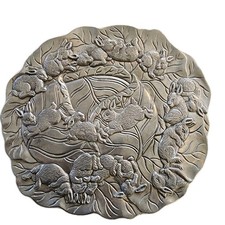 VTG 1990 Silver Bunny Arthur Court Trivet Pla...