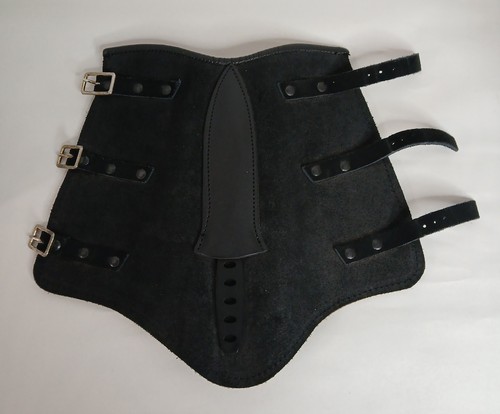 Handmade Black Leather Bracer w Throwing Dagger