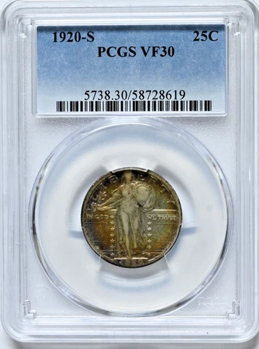 1920 S Standing Liberty Quarter PCGS Graded VF 30 Silver Coin 5738
