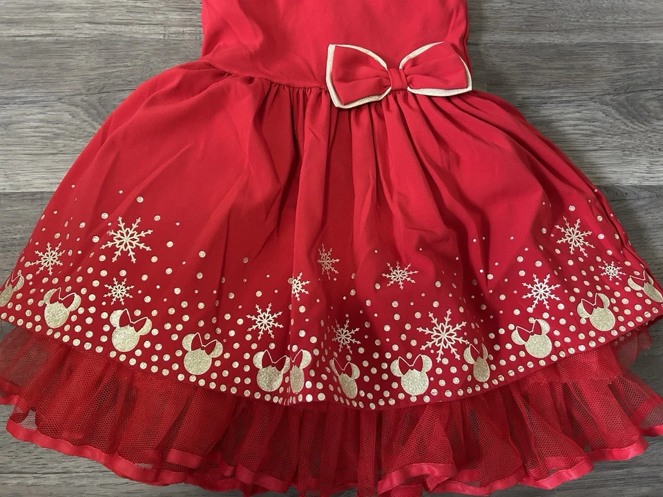 Vestido de férias Minnie Mouse original Disney Store vermelho com dourado - Tamanho 3 - Imagem 2 de 4