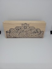 Floral Edge Border Wood Mounted Rubber Stamp Omagenta Flower Nature Garden