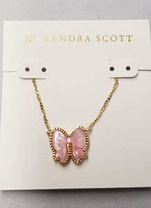 Authentic Kendra Scott Haley Bow 14K Gold Plated Short Pendant Necklace 19"