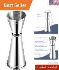 Double Cocktail Jigger 2 OZ & 1 OZ - Rolled Edge for Precision Mixing